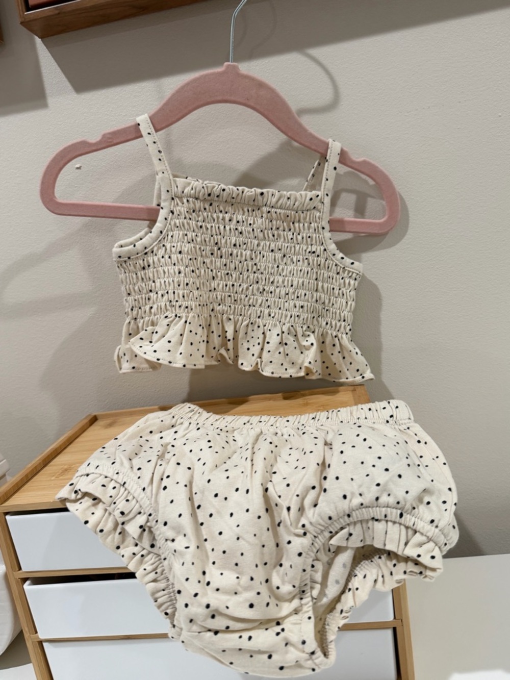 Gap Cream Polka Dot Smocked Tank Top & Bloomers Set